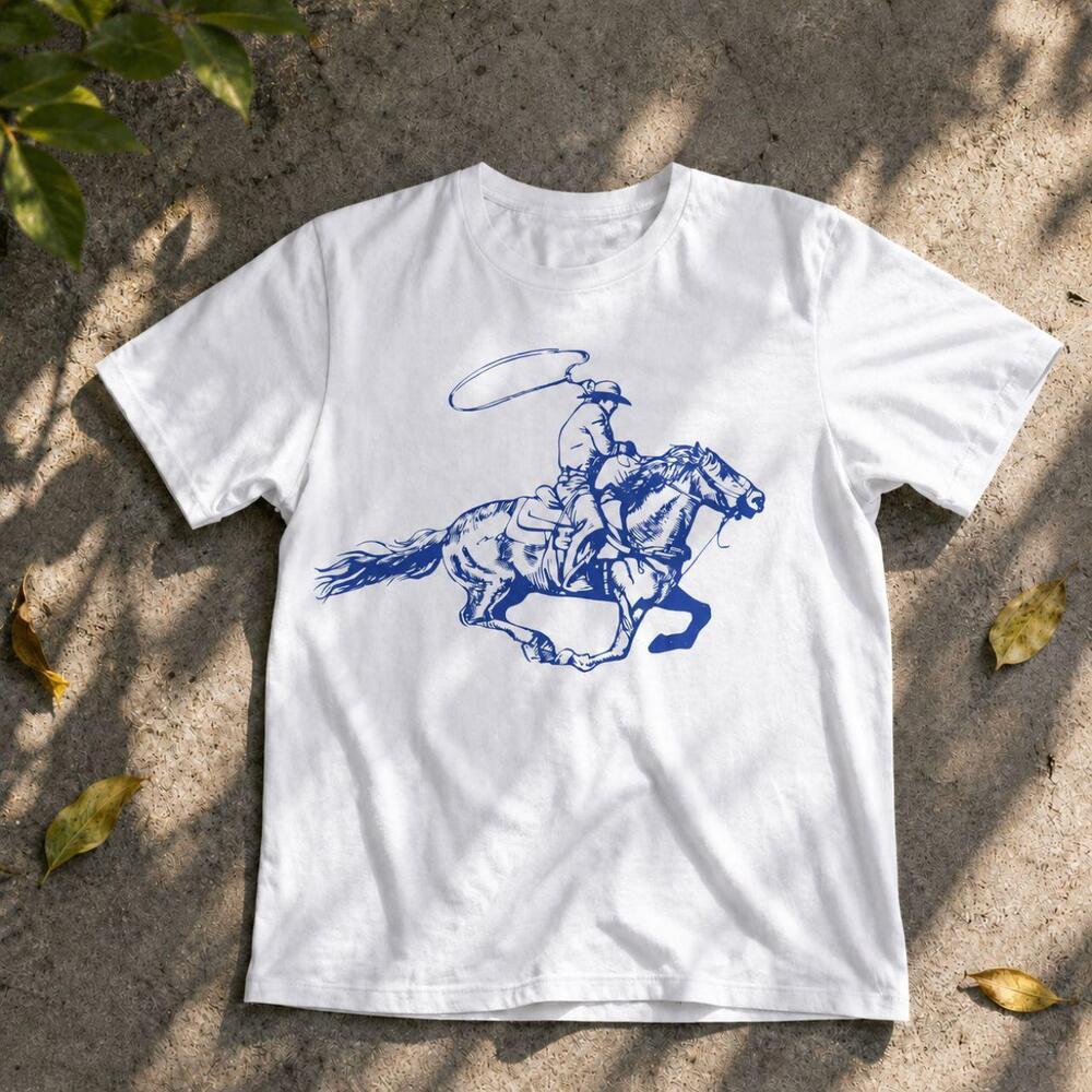 Cowboy Horse Graphic Tee White Unisex